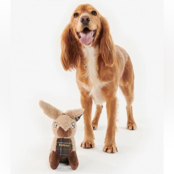Barbour Dog Toy Rabbit Plaid Stuffed Logo Squeaker Dog Toy 🐾Best Friend - Picture 1 of 10